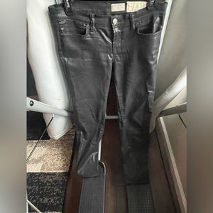 All Saints Brodie Coated Ankle Zip Skinny Jeans Black Size 28